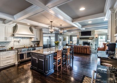 Open-space-living-room-with-coffered-ceiling